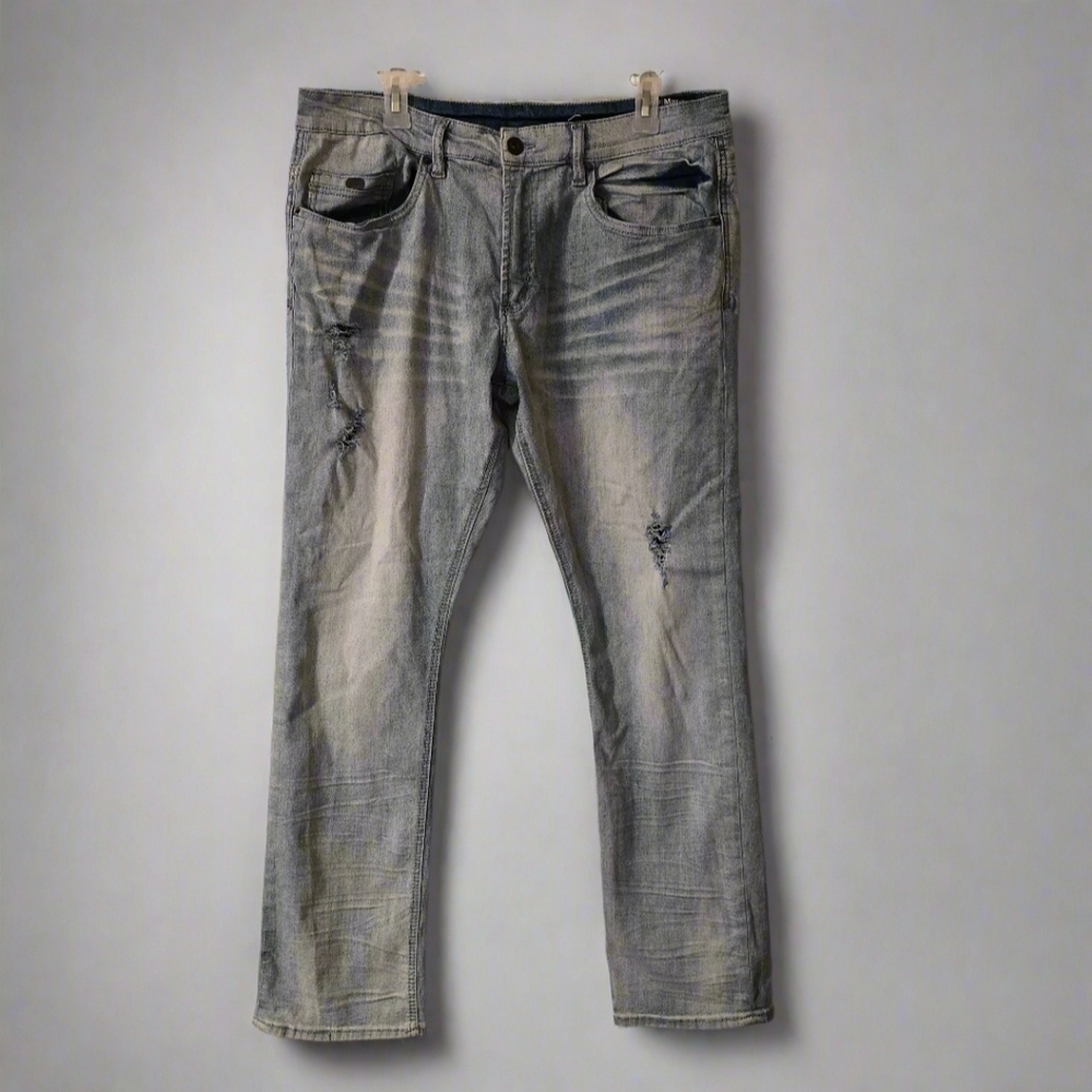 Buffalo David Bitton Men's Faded Gray Skinny Jeans MAX-X Basic